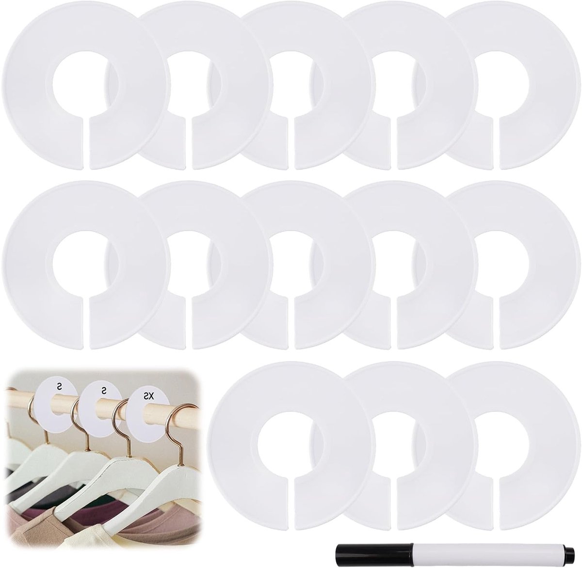 20 Stuks Kledingmaat Verdelers van 9 cm, Ronde Plastic Maatverdelers voor Kleding, Ideaal voor Kledingwinkels en Garderobes
