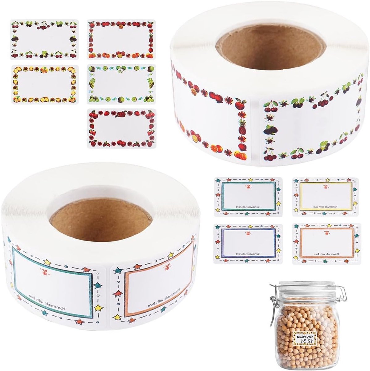 1000 Zelfklevende Jamlabels 30 x 50 mm voor Invriezen, Bewaren en Organiseren van Potten, Flessen en Tassen
