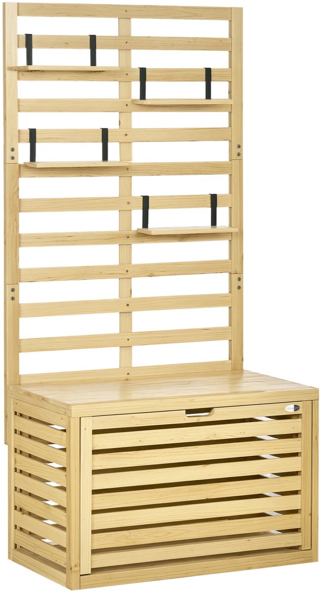 Outsunny-Aufbewahrungsbox-Tannenholz-80L x 45B x 160H cm-Naturholz