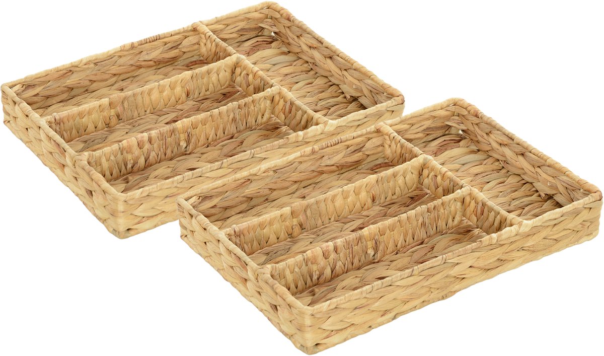 HOMCOM-Aufbewahrungskorb-Wasserhyazinthe, Metall-36L x 26B x 5H cm-Naturholz
