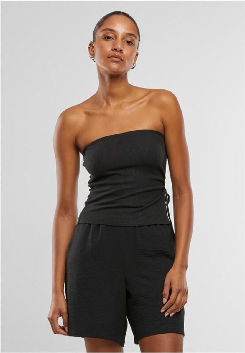 Urban Classics Waffle Pique Bandeau Top Vrouwen Dames Top – M Zwart