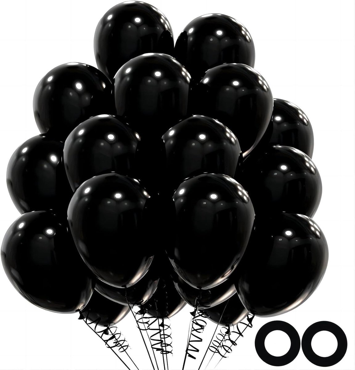 OLOEY Zwarte ballonnen-Pak van 40 zwarte feestballonnen van 25 cm (10 inch)-gemaakt van sterk-dik latex-voor verjaardagsdecoraties, Halloween-kinderfeestjes-bruiloften-begrafenissen en andere evenementen