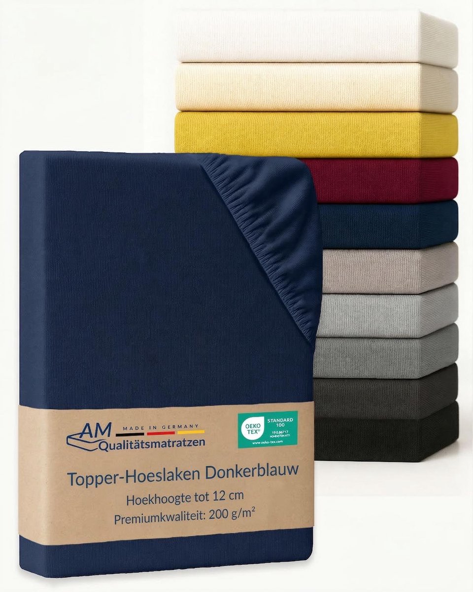 AM Qualitätsmatratzen Premium hoeslaken 270 x 200 cm boxspringbed (200gsm) in Donkerblauw 