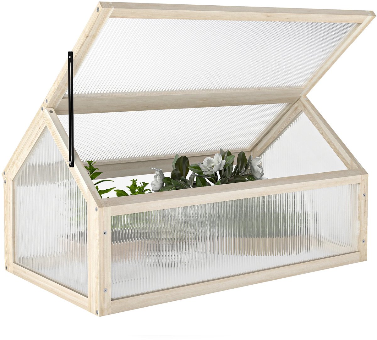 HOB Mini Kweekkas - Broeikas - Kweek kast - Tuinkas - Balkon Tuin Binnen of Buiten - Kweekbak - 90 x 52 x 49,5 cm - Hout