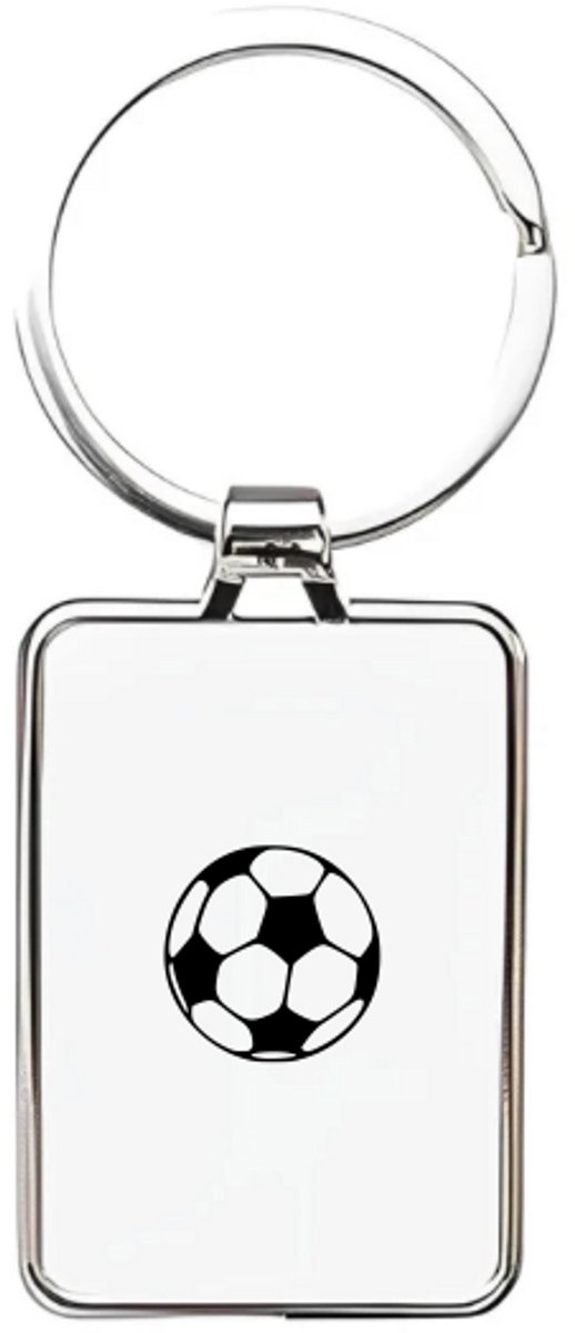 Hacebo® - voetbal sleutelhanger rechthoekig - Voetballer - sleutelhangers - Voetbalster - voor jongens en meisjes - voetbal - sport - bal - cadeau - kado - geschenk - gift - verjaardag - feestdag - rechthoekige sleutelhanger - 3 x 7.8 CM
