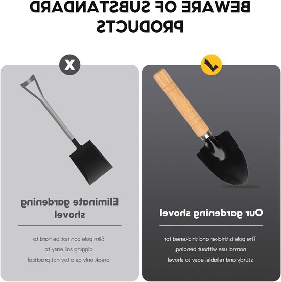 6-delige Mini Tuingereedschap Set voor Binnen en Buiten - Handgereedschap met Houten Handvat — afbeelding 5
