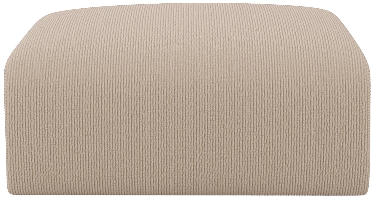 Vente-unique Poef van beige ribfluweel met fijne ribbels POGNI van Maison Céphy