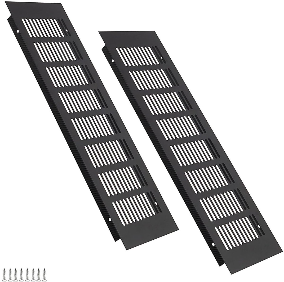 Ventilatierooster 350 x 100 mm - Zwart Vierkant Rooster voor Kasten, Slaapkamers en Deuren