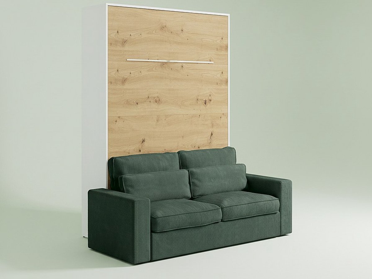 Vente-unique Bedkast hout natuurlijk licht, wit 160 x 200 cm