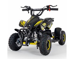VOLTOURI ATV49-YELLOW-4 Mini Quad 49cc – Kinder Quad Benzine, Geel, 4” Offroad Banden