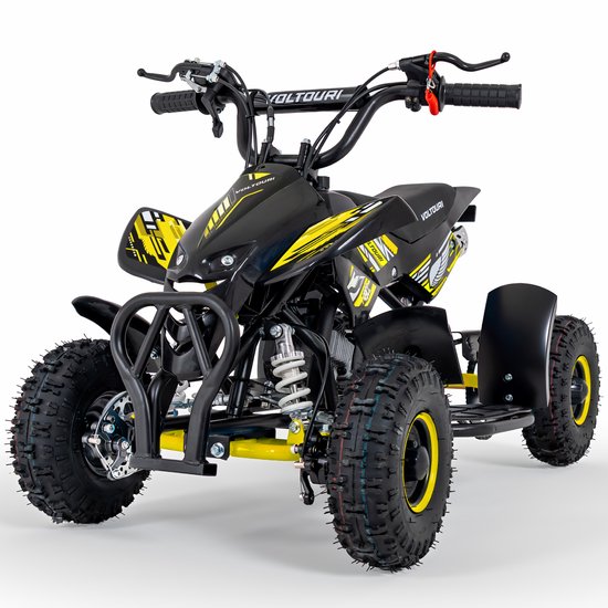 VOLTOURI ATV49-YELLOW-4 Mini Quad 49cc – Kinder Quad Benzine, Geel, 4” Offroad Banden