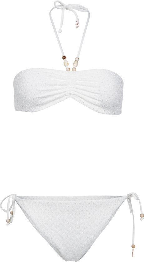 Brunotti - Suzina-Broidery - Bikini Set Snow - Dames - Bandeau Bikini Set - Multiway Bikini - 36