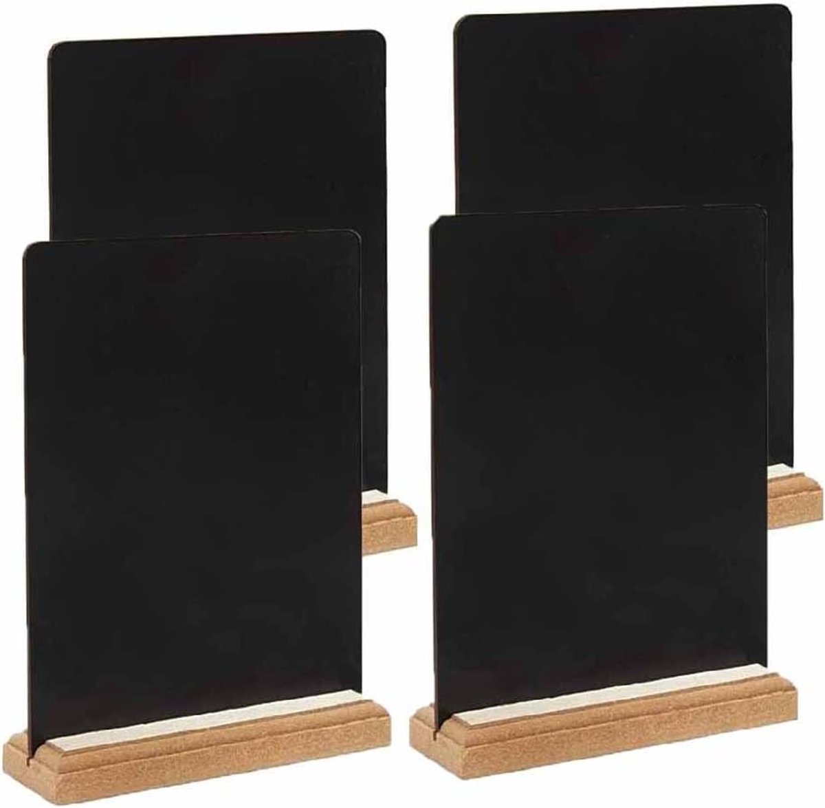 Set van 4 Dubbelzijdige Krijtbordjes met Houten Basis, Ideaal voor Bruiloften, Scholen en Feestdecoraties (20 x 15 cm)