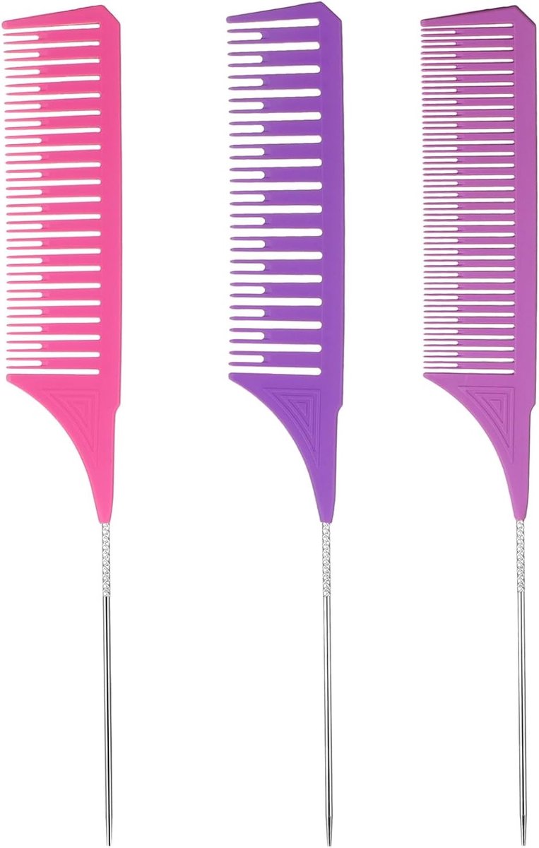Professionele Haarverf Kam Set met 3 Maten, Hoogtepunten Kam, Styling Kam en Kleuren Kam voor Vrouwen en Kappers