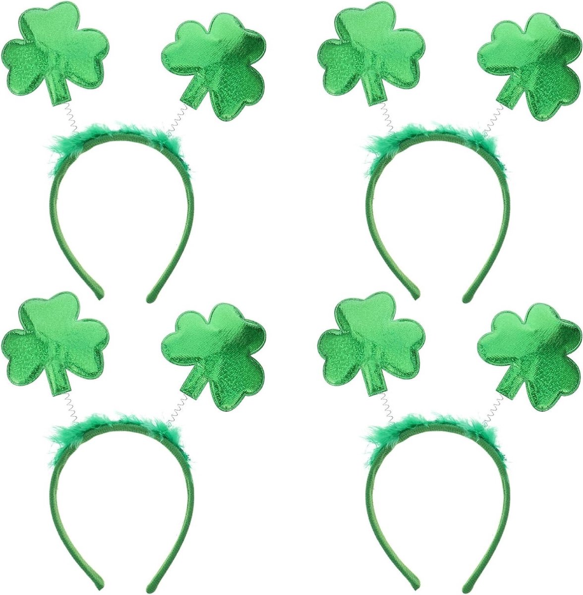 Groene Klaver Haarbanden Set van 4 voor St. Patrick's Day - Feestelijke Accessoires voor Kostuums en Party Decoratie