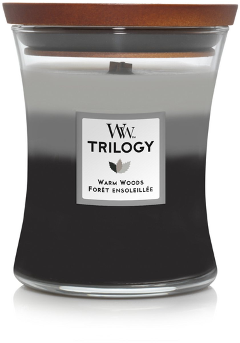 WoodWick Hourglass Trilogy Medium Geurkaars - Warm Woods - 60 branduren Meerkleurig