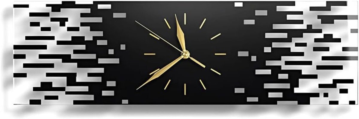 Allecto plus - Moderne wandklok zonder geluid, zwarte rechthoekige klok voor woonkamer, geruisloos (<20dB)