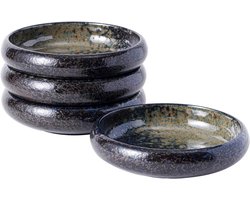 Uaral Japanse salade bord, blauwe borden en kommen set, steengoed bord set, voorgerecht borden set van 1,7 inch, 14 oz (Nebula Blue)