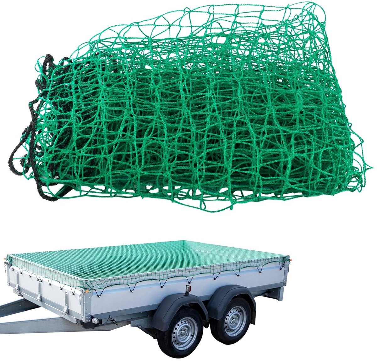 Cosensi - Trailer Net - Cargo Security Net - Sterk en duurzaam - Groen - Veiligheid voor lading - Voor trailers en voertuigen - 2 x 3 m