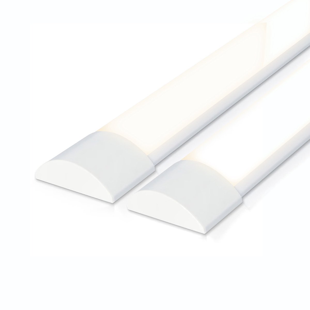 HOFTRONIC Set van 2 LED Batten rechthoek – 60 cm – 20W 2400 lumen – Neutraal wit 4000K – Flikkervrij – Polycarbonaat – IP20 – Niet dimbaar – Onderbouwverlichting