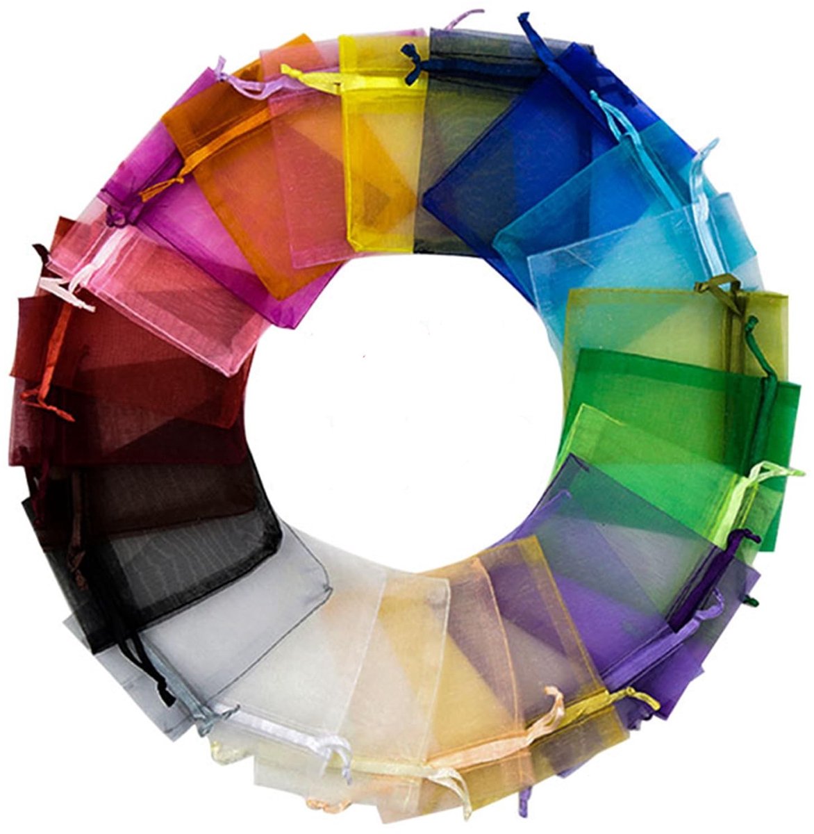 Cosensi - Organza Geschenkzakken - Gemengde kleuren - Perfect voor bruiloften en feesten - 100 stuks - Multifunctionele geschenken - Ideaal voor ca...