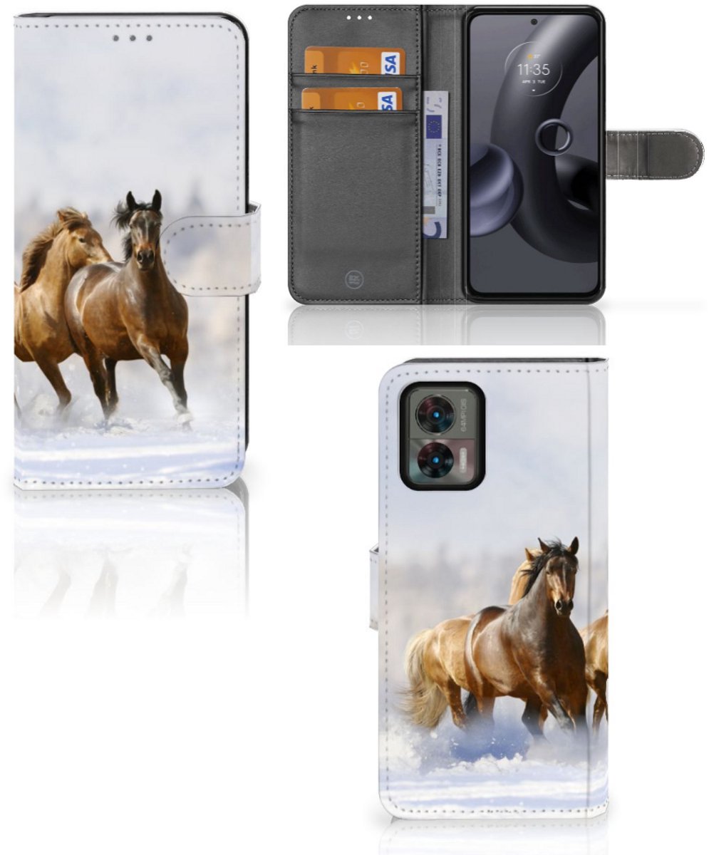 Motorola Edge 30 Neo Telefoonhoesje met Pasjes Paarden
