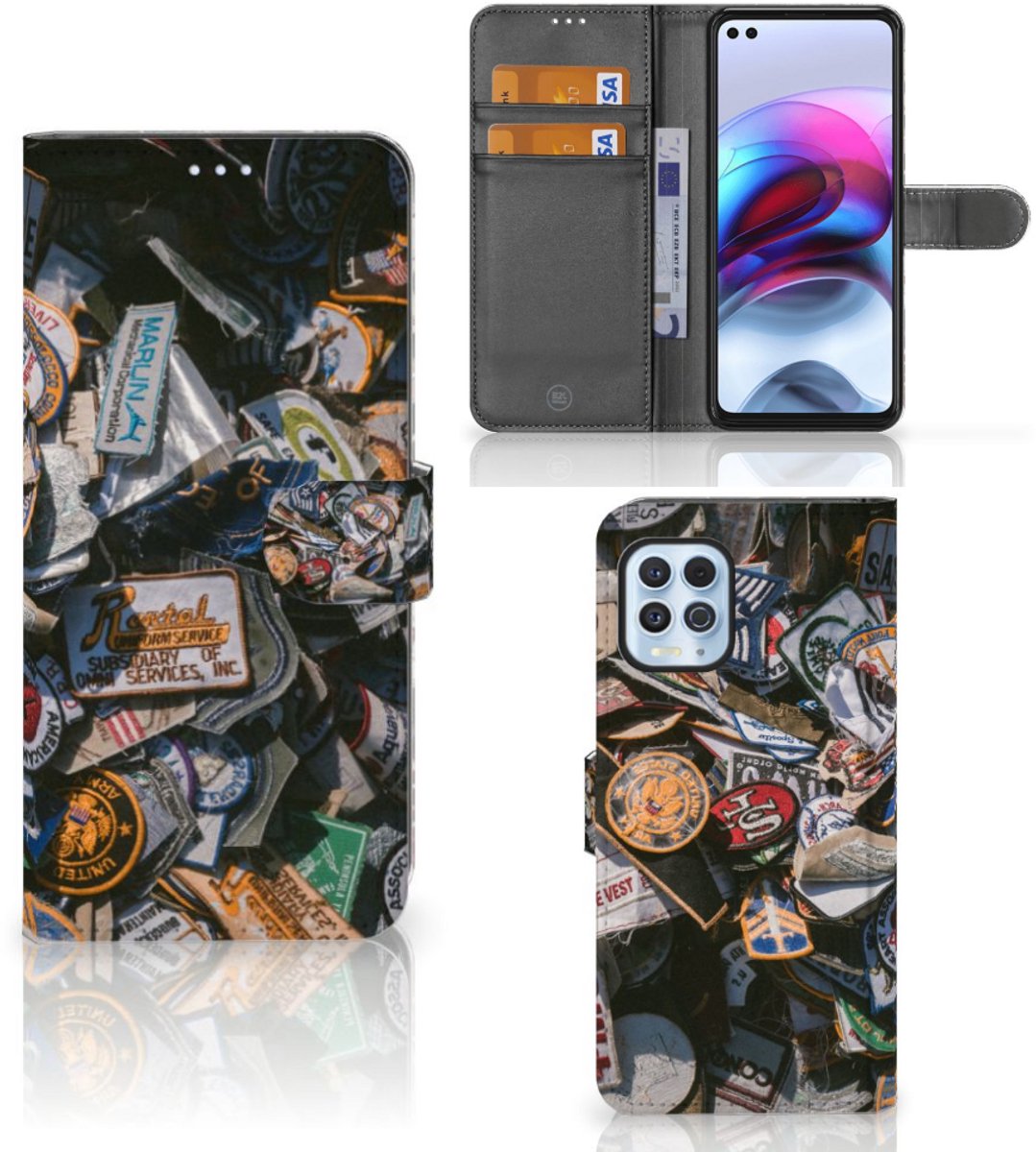 Motorola Moto G100 Telefoonhoesje met foto Badges