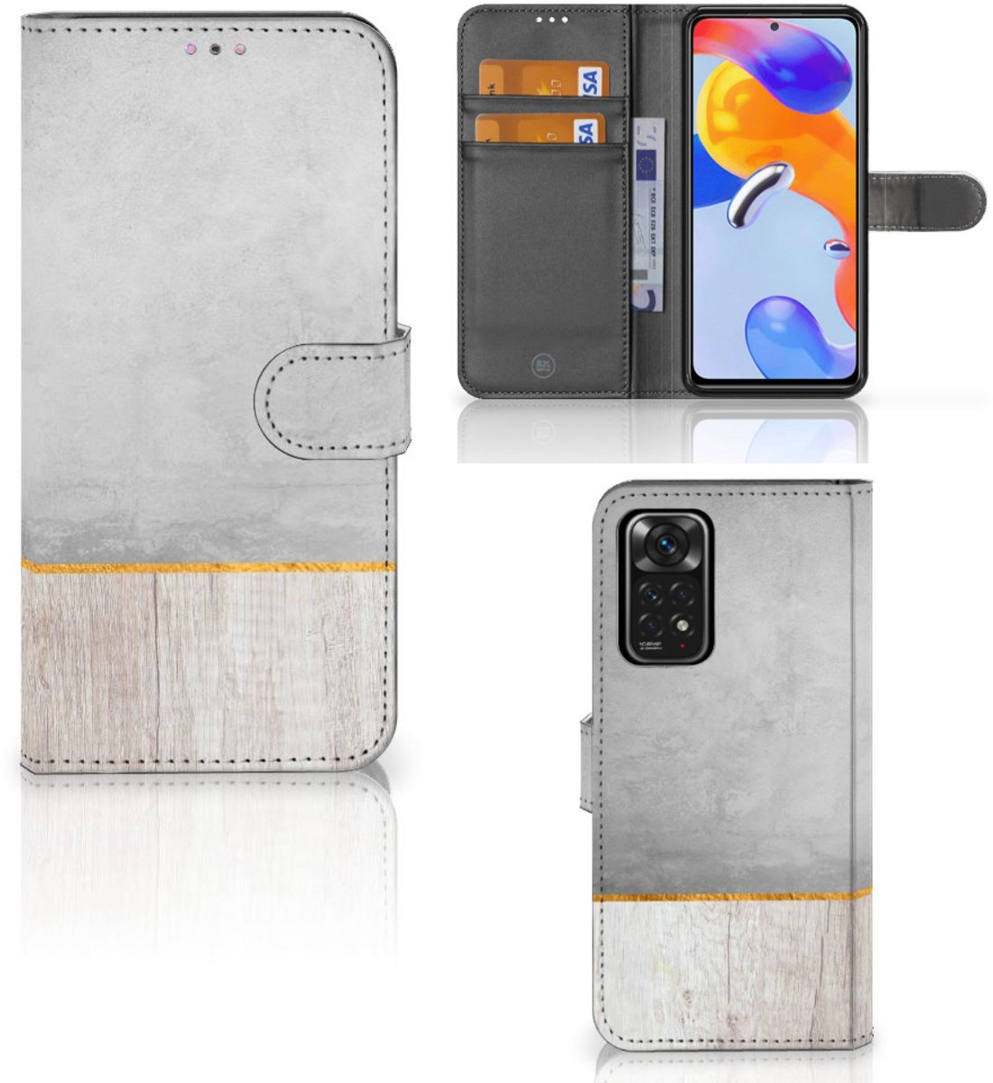Xiaomi Redmi Note 11 Pro 5G/4G Book Style Case Wood Concrete