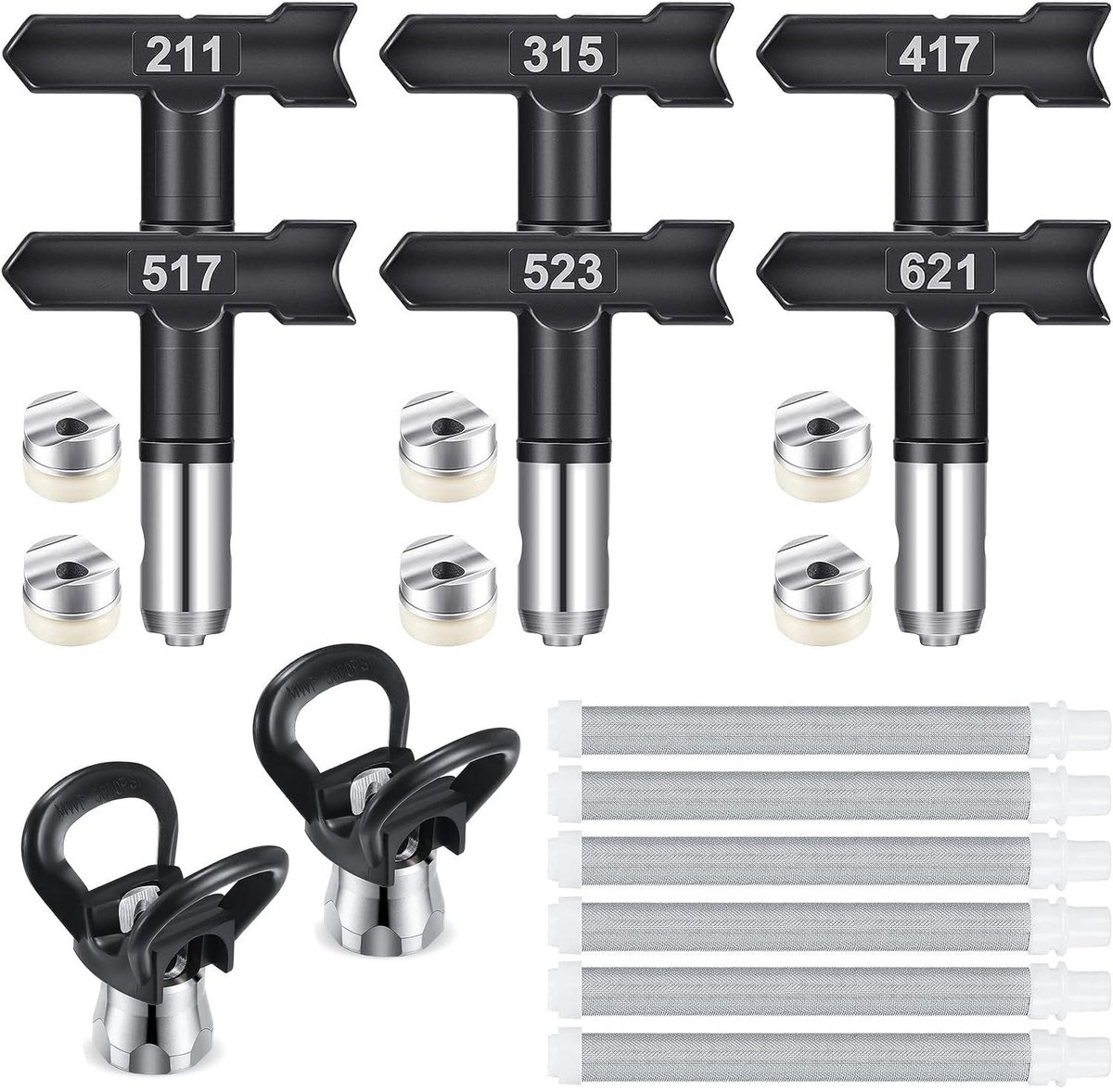 Allecto - Airless Spray Nozzles - Spuitmondjes - Duurzaam en veelzijdig - Set van 6 - Voor verf en lak - Ideaal voor meubels en decoratie