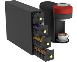 Suli Coffee Pod Drawer Holder, Coffee Pod Organizer for Countertop, Corner-Saving Storage Design for Office, Kitchen, Dorm, Coffee Bar Caddy, 72 Pods Large Capacity, Dual Orientation, Black