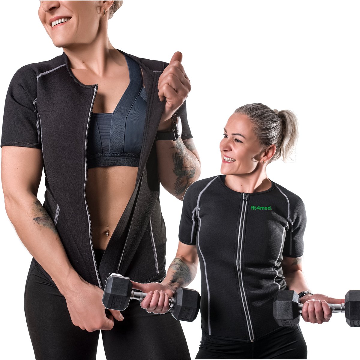 MONA FIT4MED - Neopreen Fitness Shirt - Reflecterende Elementen - Rits - M/L