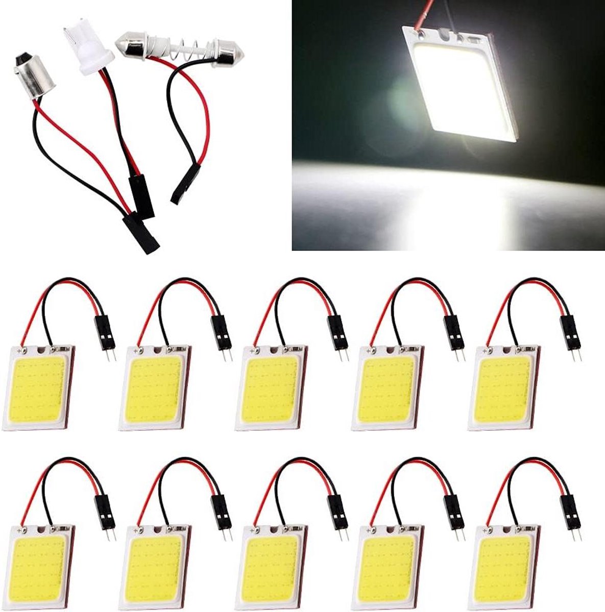 LED Interieurverlichting Auto - Panel Lamp Dome - Auto Verlichten - COB 24-SMD Technologie - 36x26mm - Wit