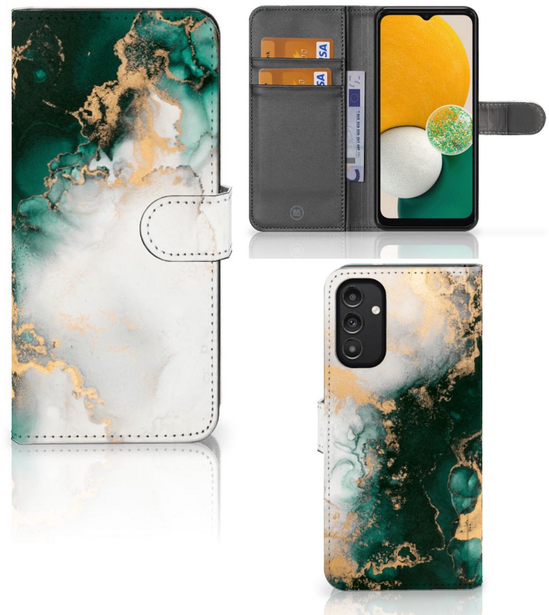 Bookcase voor Samsung Galaxy A14 4G Marmer Groen
