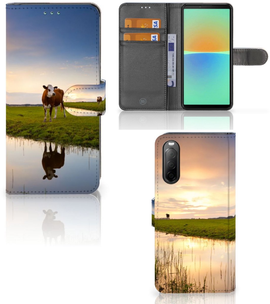 Sony Xperia 10 IV Telefoonhoesje met Pasjes Koe