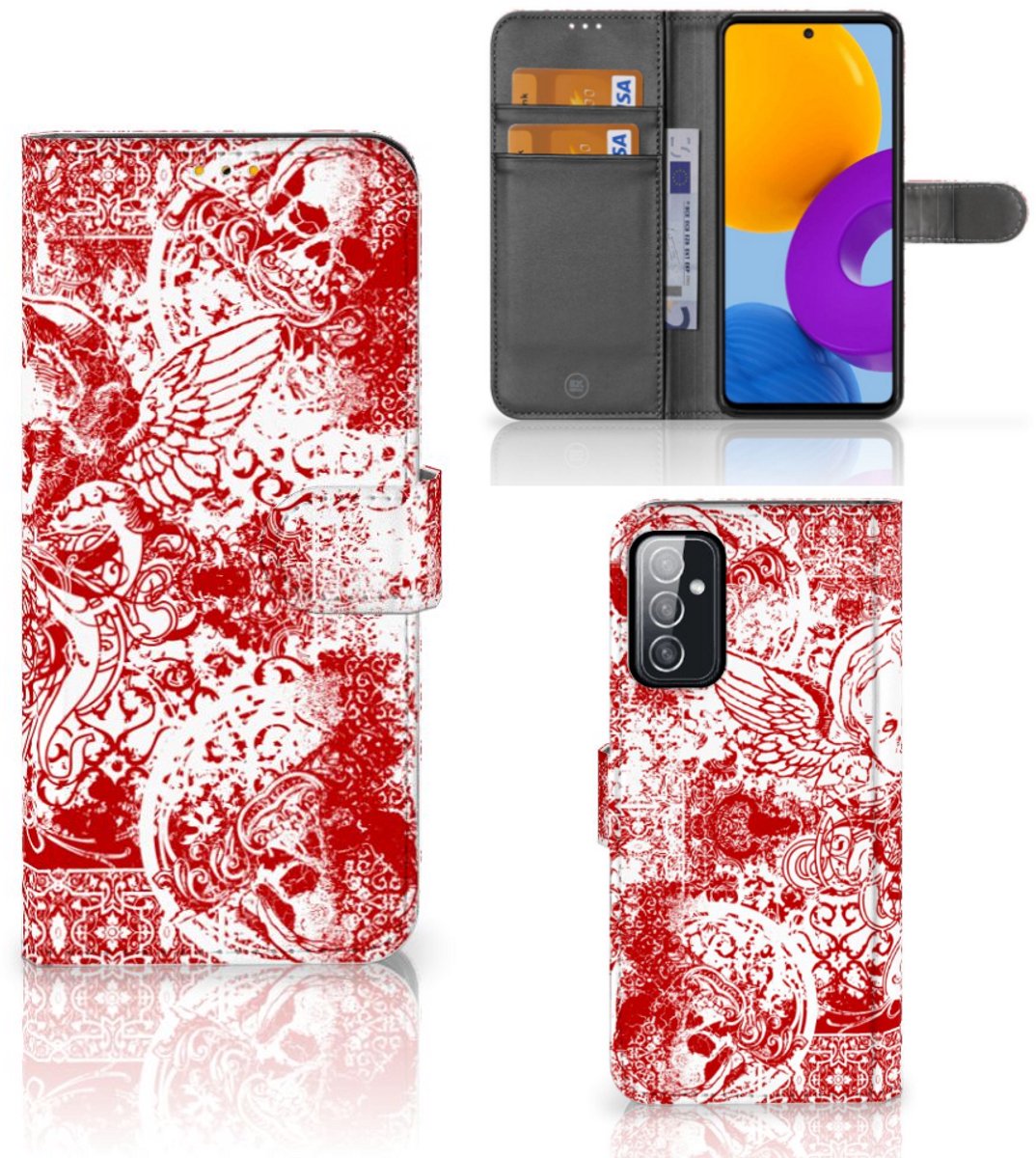 Telefoonhoesje met Naam Samsung Galaxy M52 Angel Skull Rood