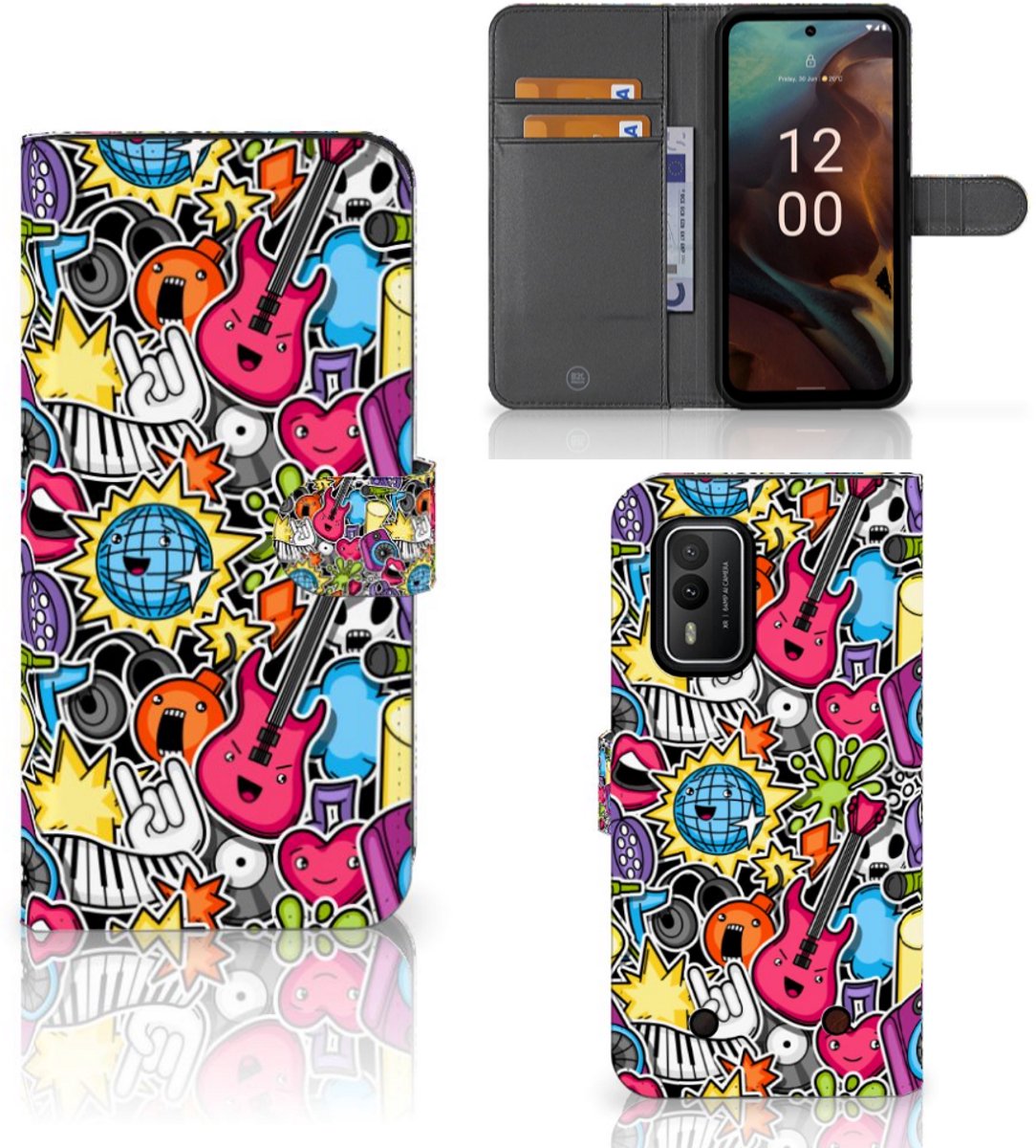 Nokia XR21 Wallet Case met Pasjes Punk Rock
