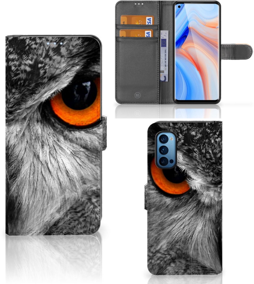 OPPO Reno 4 Pro 5G Telefoonhoesje met Pasjes Uil