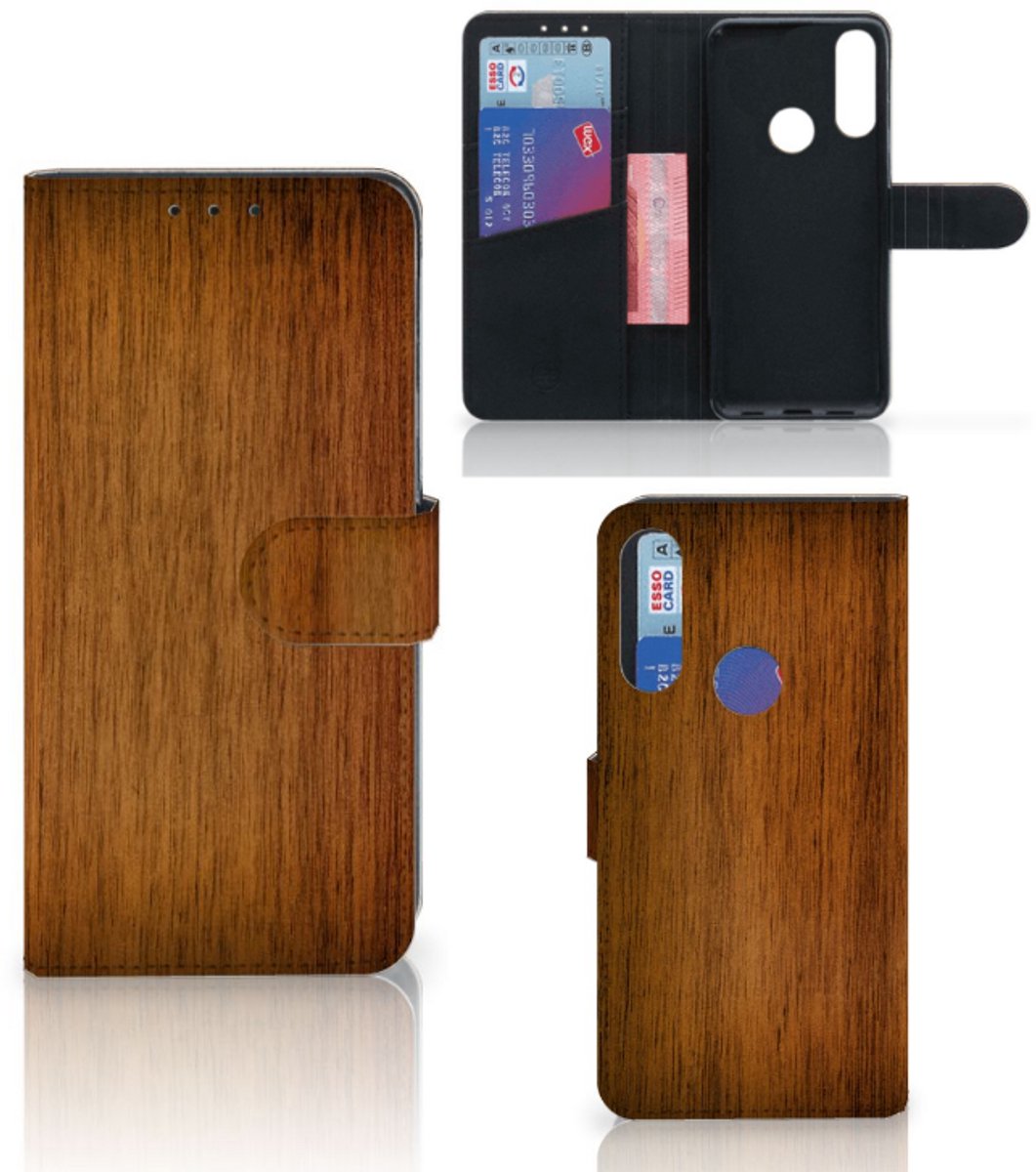 Alcatel 1S 2020 Book Style Case Donker Hout