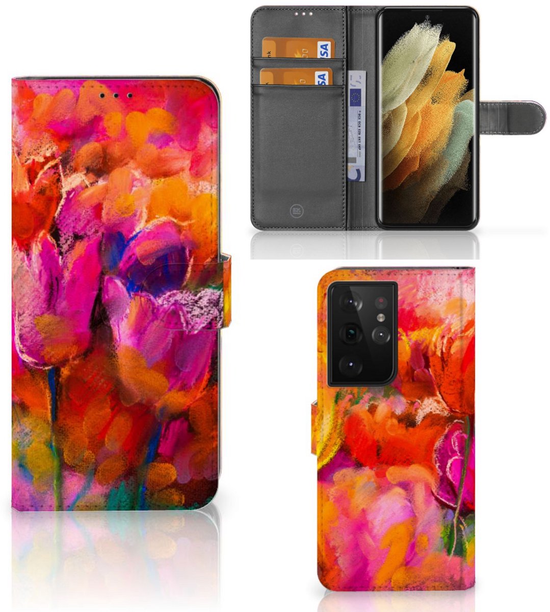 Book Case voor Hoesje Samsung Galaxy S21 Ultra Tulips