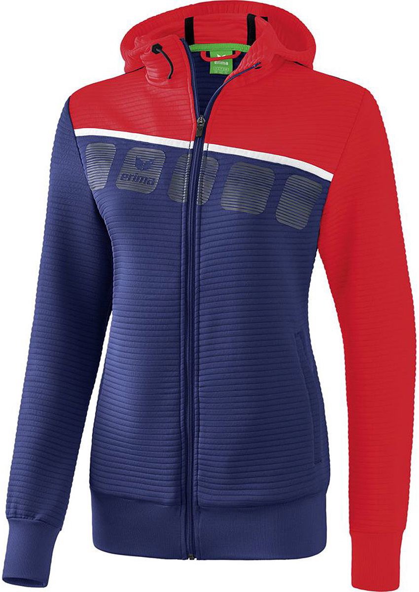 Erima 5-C Trainingsjack Met Capuchon Dames - New Navy / Rood / Wit | Maat: 46