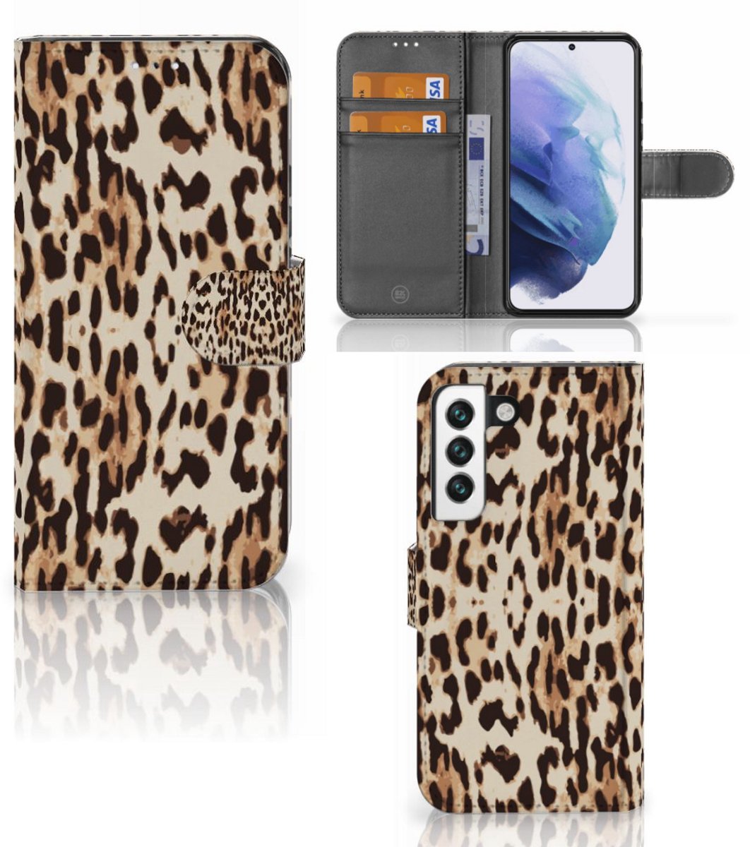Samsung Galaxy S22 Telefoonhoesje met Pasjes Leopard