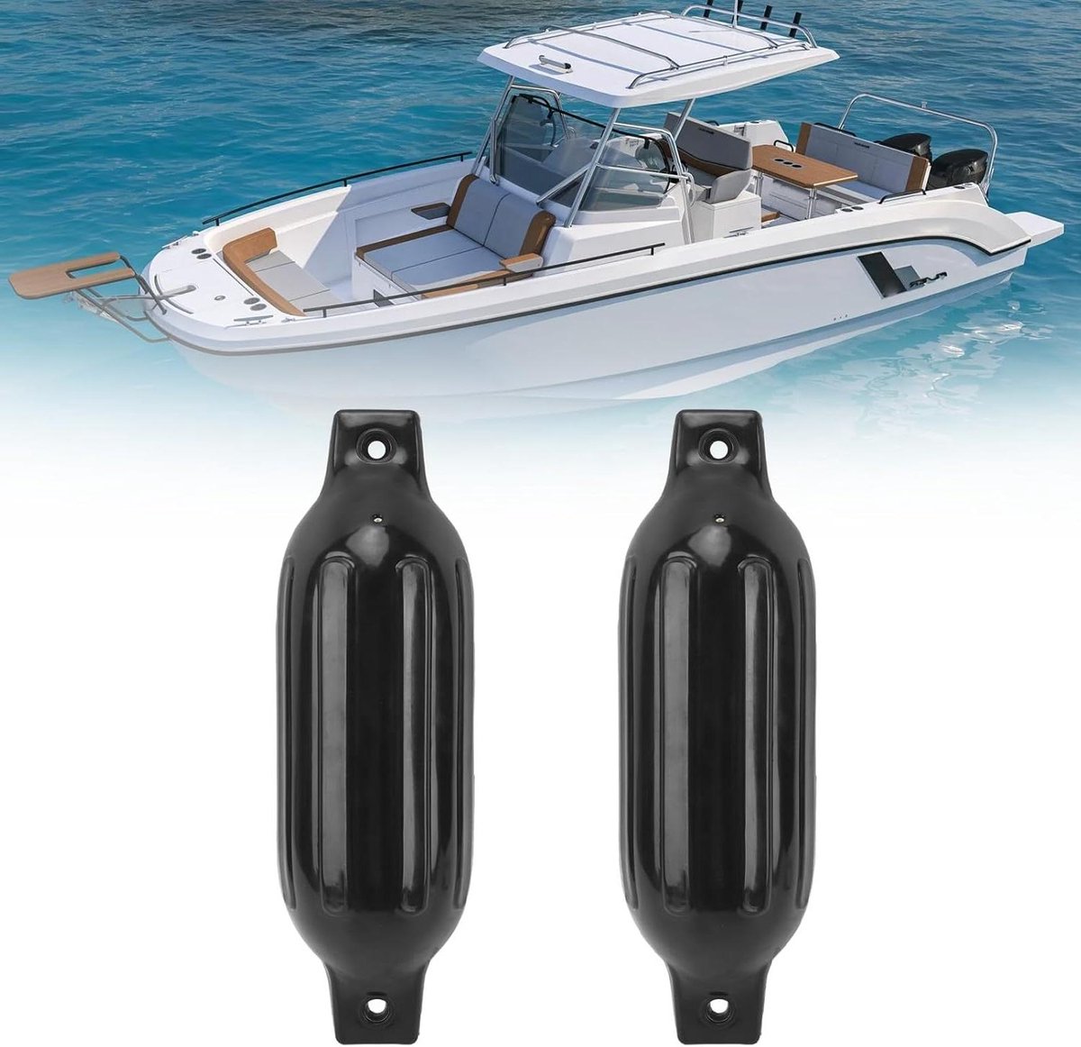 Allecto Plus - Bootverdediging 2 stuks PVC Opblaasbare Ribbed Marine Dock Bumper Buoys voor Jachten en Boten Hoogwaardige bootverdediging met 2 stuks laars Bumpers voor optimale bescherming. Ideaal voor Fishing Boats en diverse andere vaartuigen.