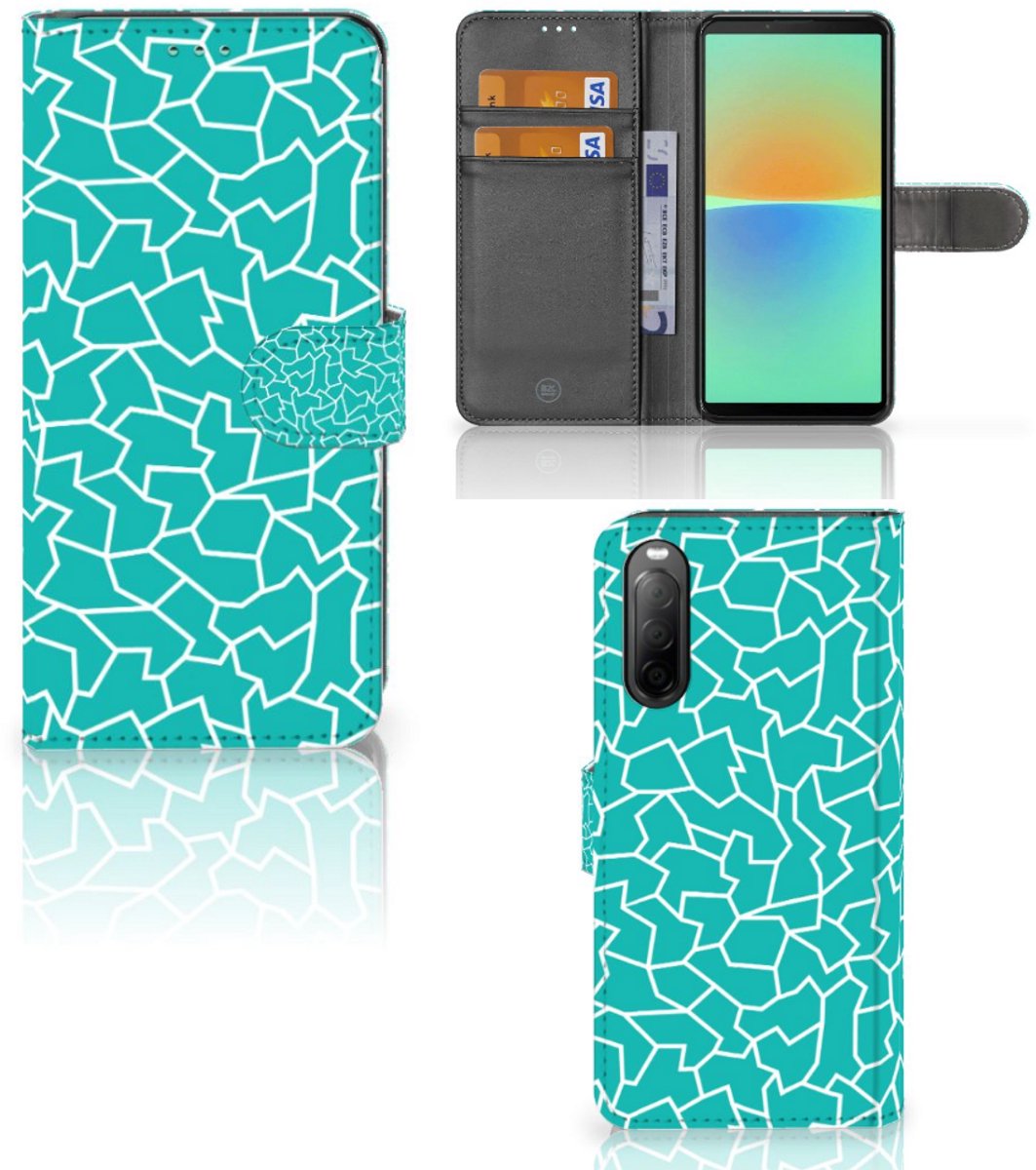 Book Case voor Sony Xperia 10 IV Hoesje Cracks Blue