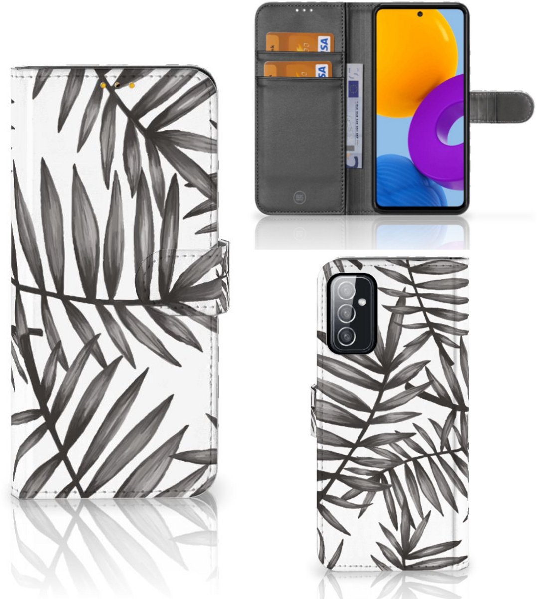 Samsung Galaxy M52 Hoesje Leaves Grey