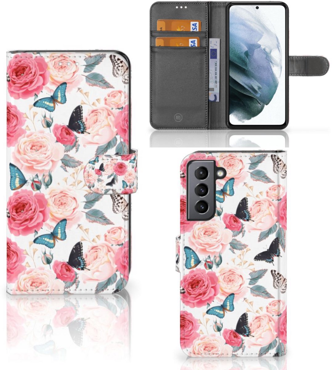 Samsung Galaxy S21 FE Hoesje Butterfly Roses