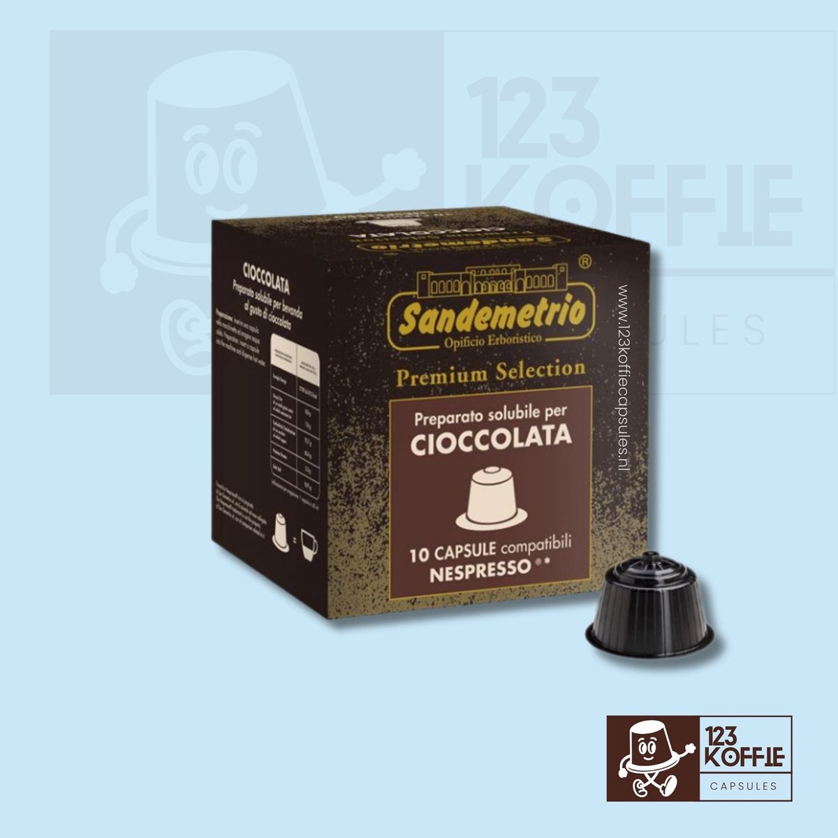 Chocolade koffie capsules Nespresso 10 stuks Sandemetrio Cioccolatte