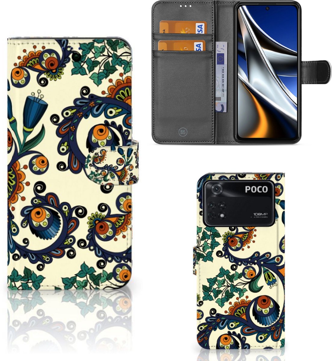 Wallet Case Xiaomi Poco X4 Pro 5G Barok Flower