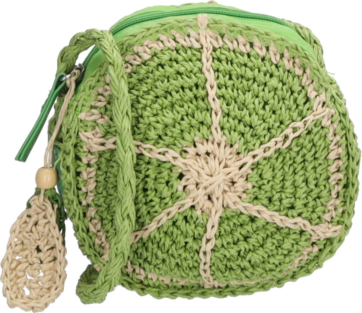 ebra Trends Fruities Crossbodytas - Limoen - Riet - Kids - Zomer - Limegroen