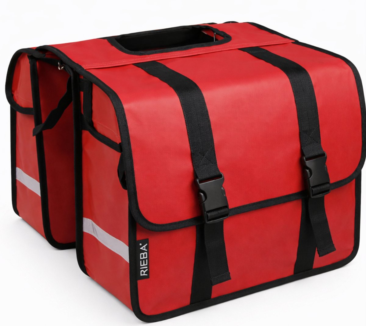 Rieba® Dubbele Fietstas 42 Liter - Electrische fiets - Stadsfiets - Reflectoren - Rood - Waterdicht - Tarpaulin - Universele Bevestiging