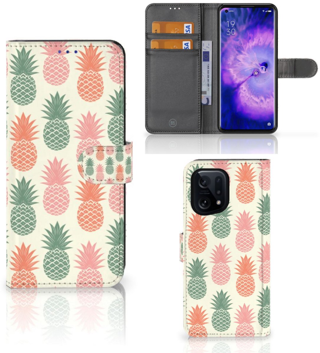OPPO Find X5 Book Cover Ananas